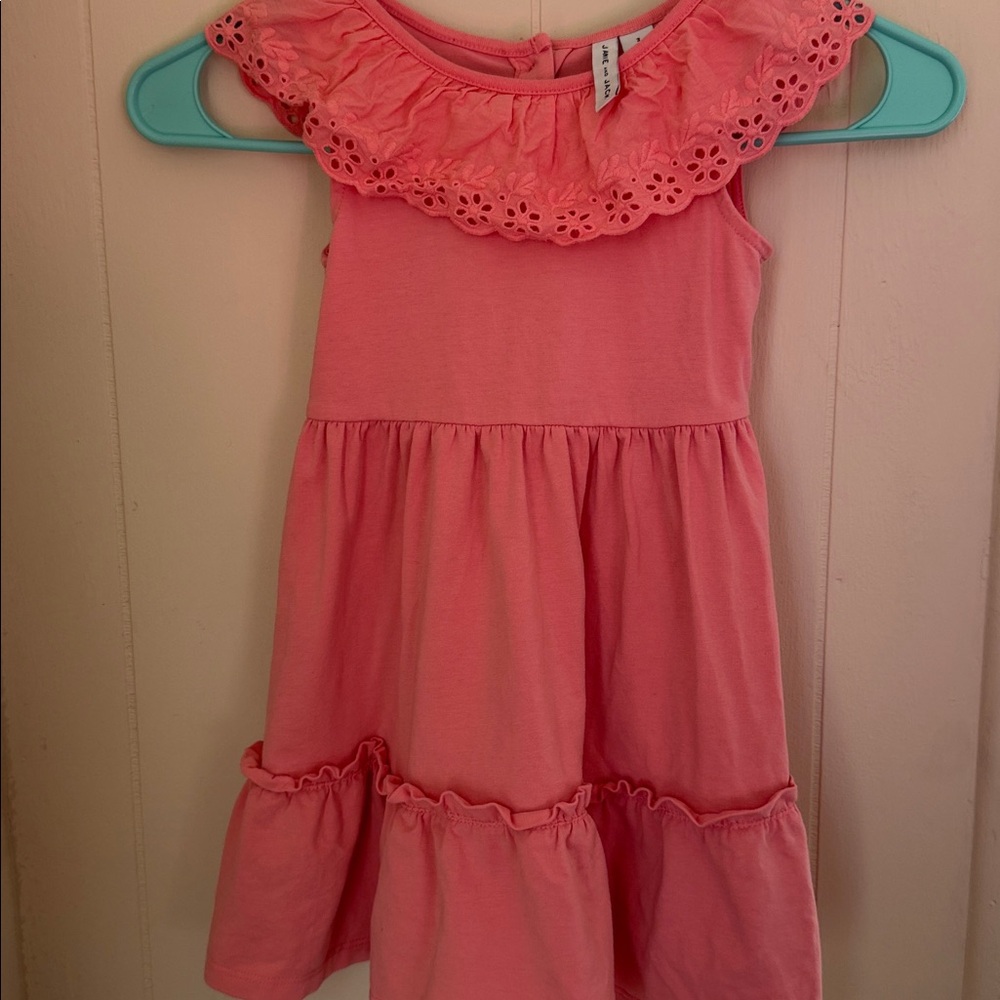 Janie and Jack Pink Eyelet Ruffle Summer Dress